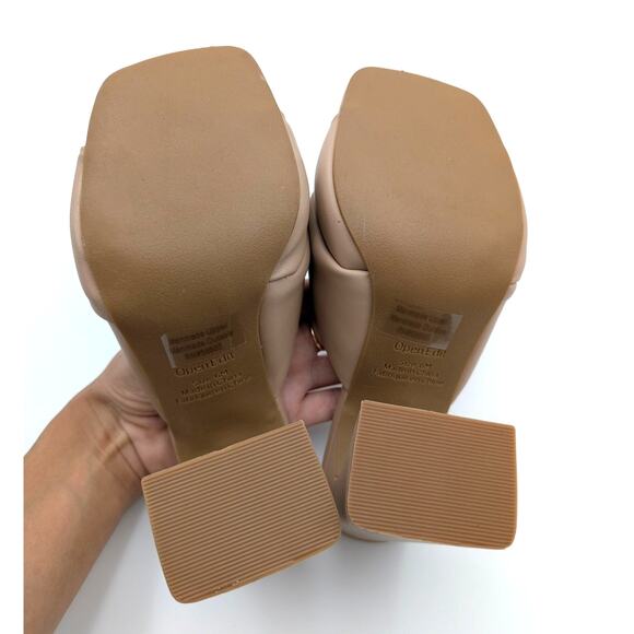 Open Edit Saydee Block Heel Sandal Knot Front Women's Brown Size US6M EU37 - Picture 8 of 10